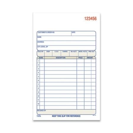 Cardinal Brands Three-Part Sales Book, three-Part Carbonless, 4.19 X 7.19, 1/page, 10PK TC470510